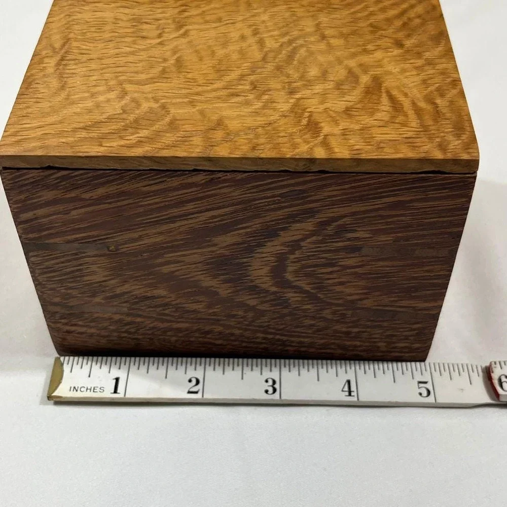 Handcrafted Andira Wood Keepsake Box with White Oak Lid, Custom Wood Storage